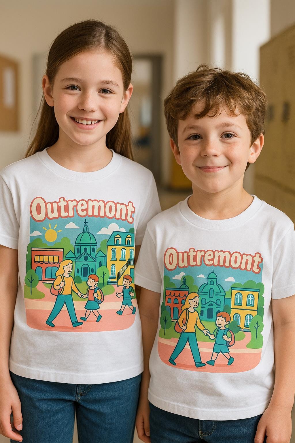 Outremont Magique - T-shirt Pastel Enfant Local Colore et Mignon Pour la Rentree Ecole Montreal Quebec