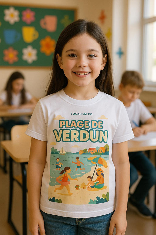 T-shirt Enfant "Plage de Verdun" - Fierte Locale Montreal en Couleurs Pastel