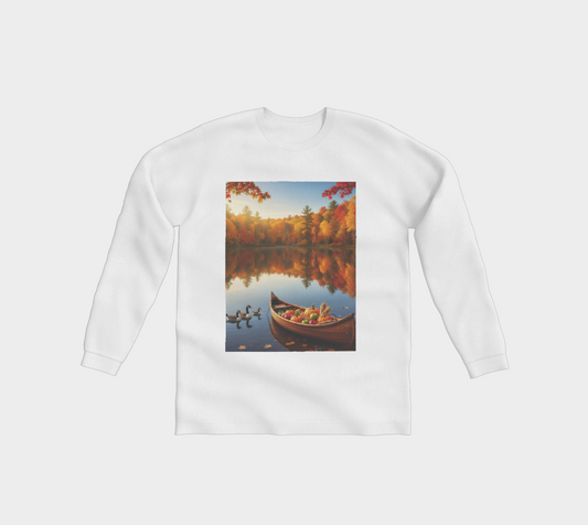 Autumn Lake Reflections Art - Canadian Canoe Harvest Scene Decor